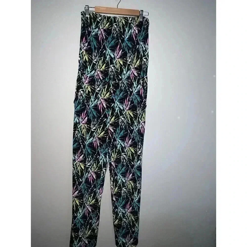NY Collection Neon Jumpsuit Beach Coastal Vacation Size L